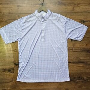 Collars and Co Mens 2XL Dress Collar Polo Shirt Gingham Purple Blue Button Down